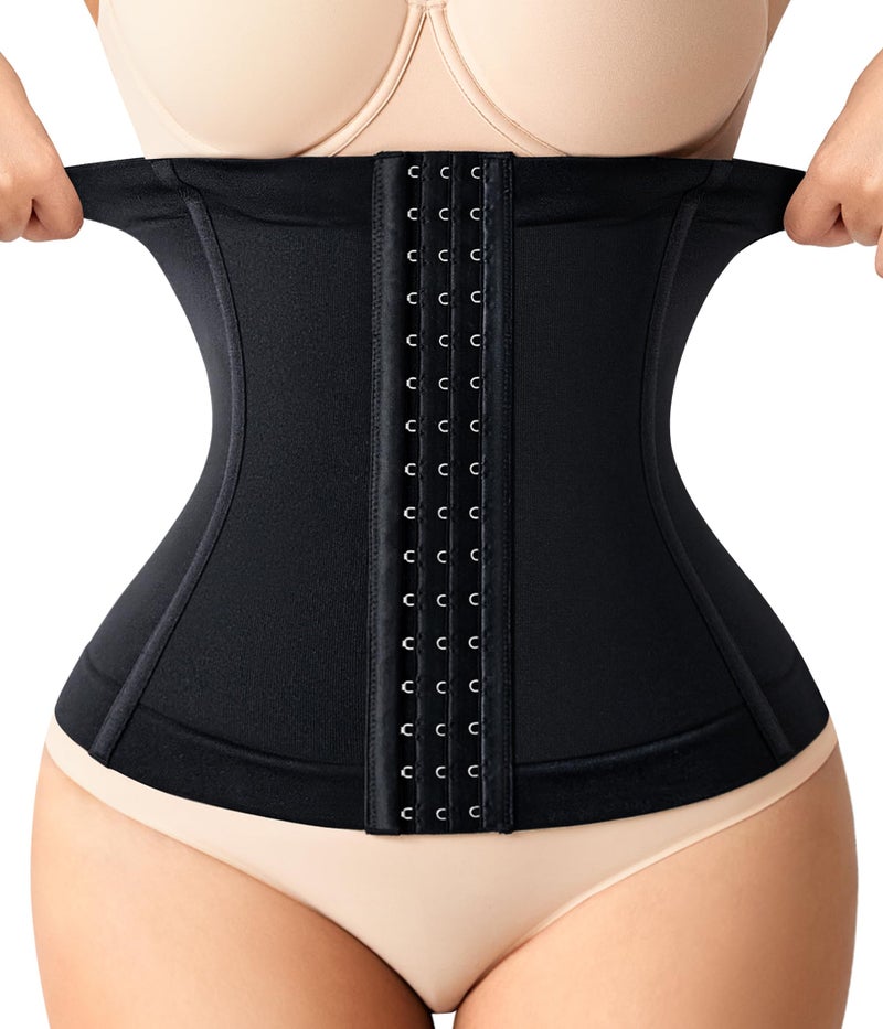 Nebility Postpartum Waist Trainer for Women Waist Cincher Corset Shapewear Faja Body Shaper Tummy Control(Black,Medium) - Image 1