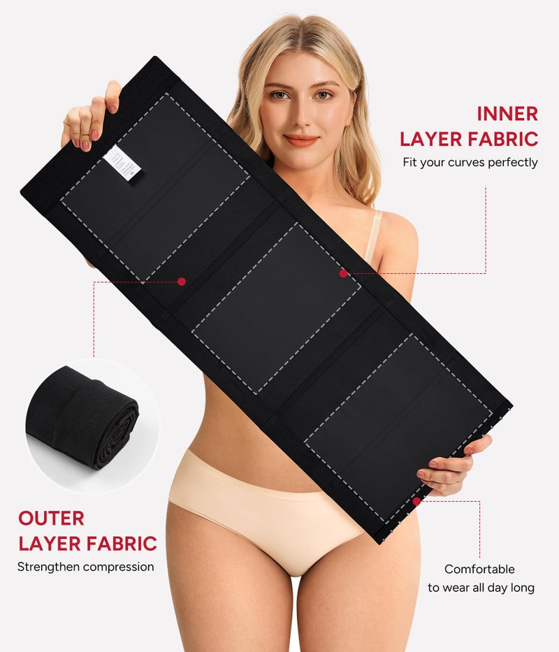 Nebility Postpartum Waist Trainer for Women Waist Cincher Corset Shapewear Faja Body Shaper Tummy Control(Black,Medium) - Image 2
