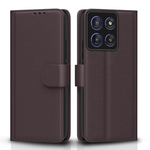 Pikkme Flip Cover for Motorola Moto Edge 60 Stylus 5G Leather Finish | Inside TPU with Card Pockets | Wallet Stand and Shock Proof | Complete Protection Flip Case(Coffee) - Image 1