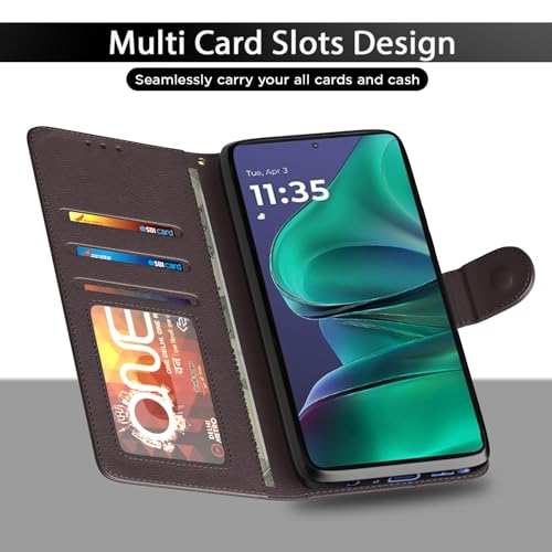 Pikkme Flip Cover for Motorola Moto Edge 60 Stylus 5G Leather Finish | Inside TPU with Card Pockets | Wallet Stand and Shock Proof | Complete Protection Flip Case(Coffee) - Image 5