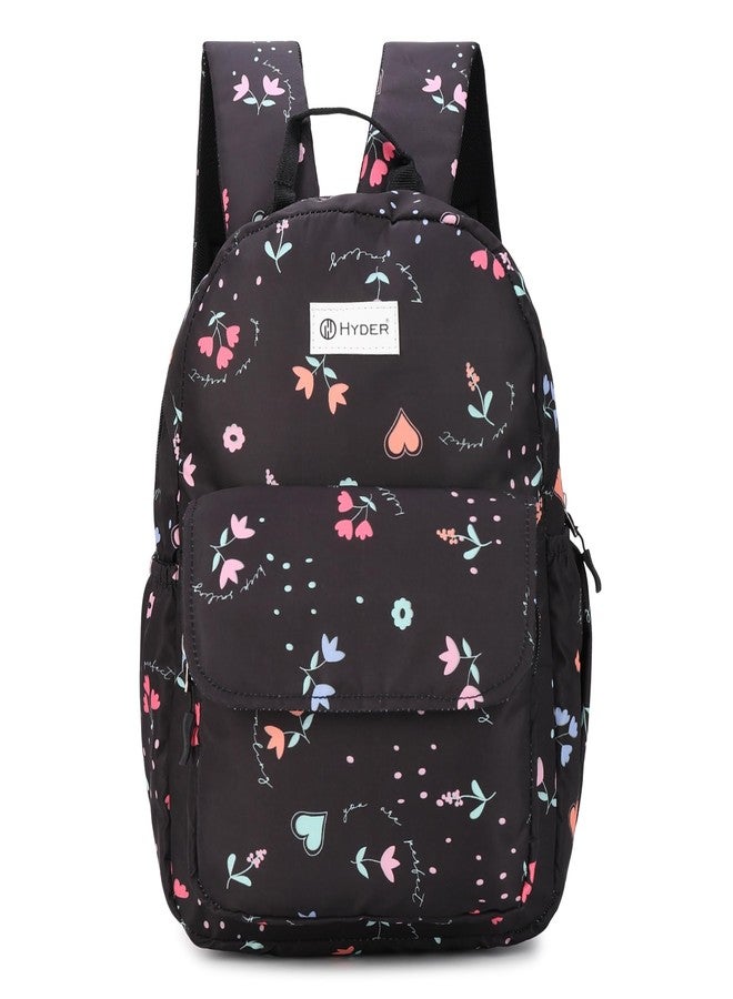 HYDER Bloom 15L Cute & Stylish College Bag for Girls | Padded Laptop Compartment | School, College, Office, Travel & Tuition Bag for Women | Durable Backpack (Black) - Image 1