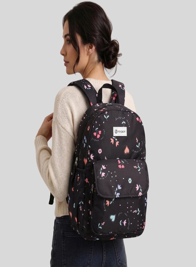 HYDER Bloom 15L Cute & Stylish College Bag for Girls | Padded Laptop Compartment | School, College, Office, Travel & Tuition Bag for Women | Durable Backpack (Black) - Image 2