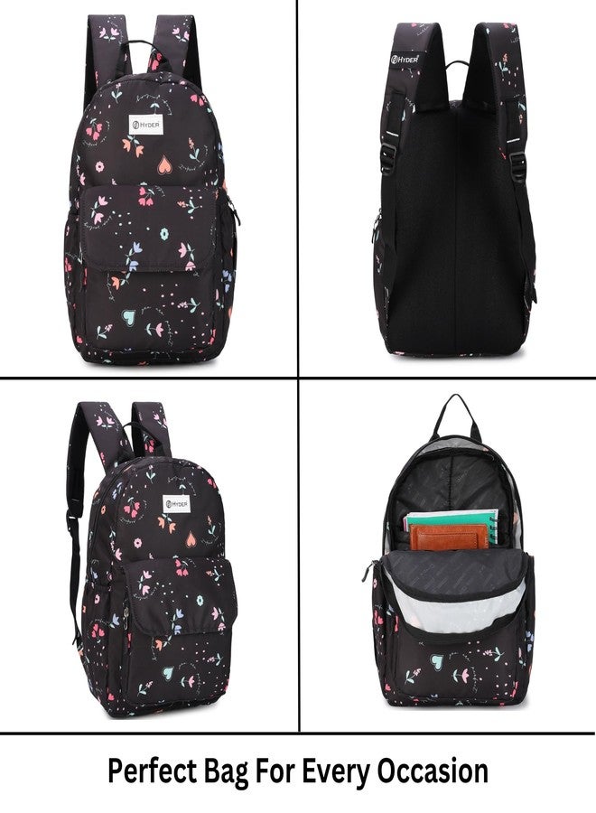 HYDER Bloom 15L Cute & Stylish College Bag for Girls | Padded Laptop Compartment | School, College, Office, Travel & Tuition Bag for Women | Durable Backpack (Black) - Image 3