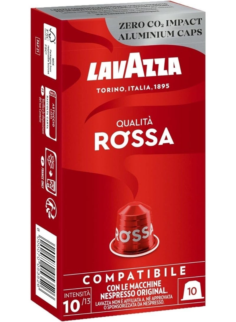 Lavazza Qualità Rossa, Full-bodied and Balanced Espresso, 10 Capsules, Nespresso Compatible - Image 1