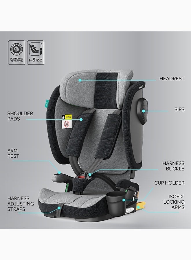 مون فولدا ماكس مقعد سيارة قابل للطي ECE R129 i-Size مع ISOFIX وحزام علوي - Image 2