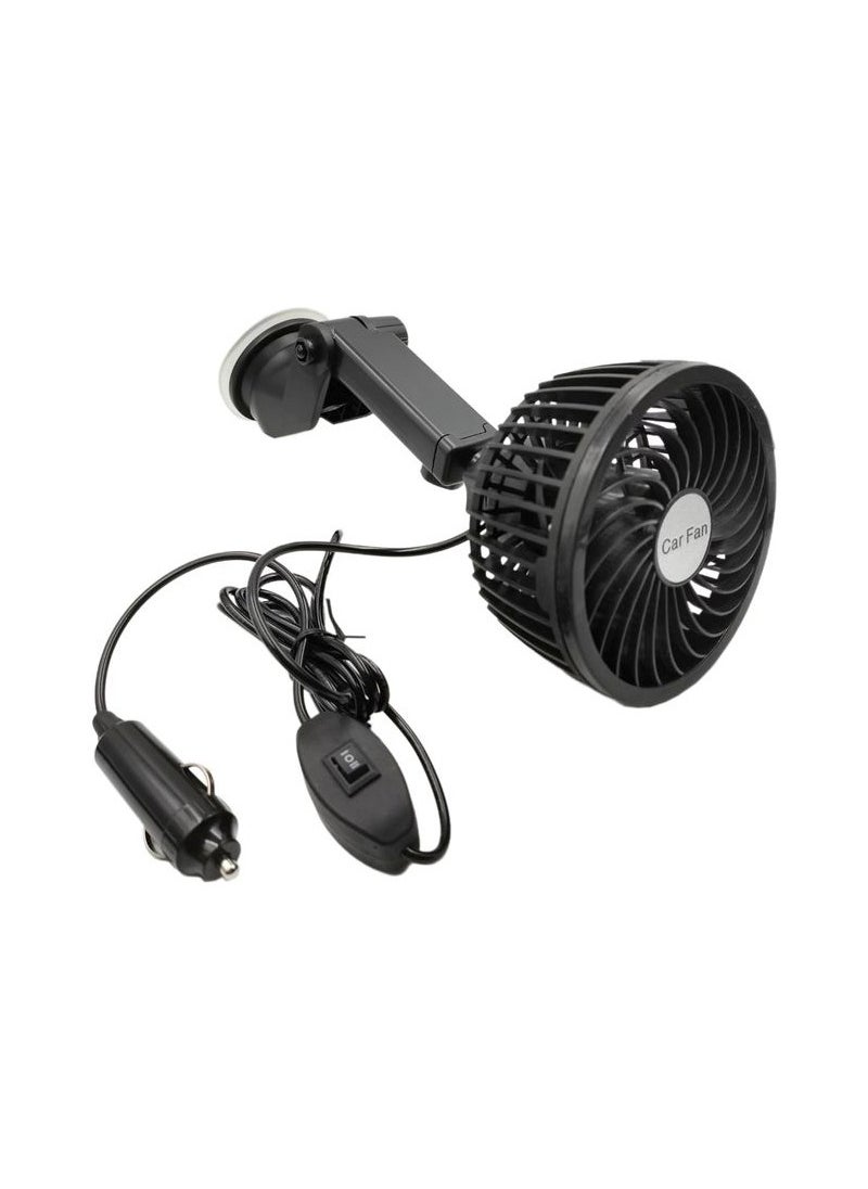 Carfu - Car Fan Glass Vacuum Cup Fitting Fan 5 Watt 4 inch 360° Rotation Adjustable Arm 12V High Wind Low Noise 100% Copper Motor - Image 1