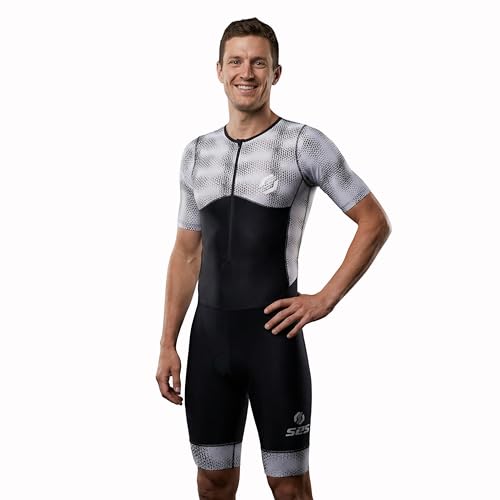SLS3 Triathlon Suits Mens - Aerodynamic Sleeved Tri Suit Men – Lightweight Trisuit with Premium FX Fabrics - 2 Pockets (Blur, Small) - Image 2