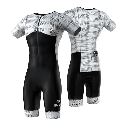 SLS3 Triathlon Suits Mens - Aerodynamic Sleeved Tri Suit Men – Lightweight Trisuit with Premium FX Fabrics - 2 Pockets (Blur, Small) - Image 1