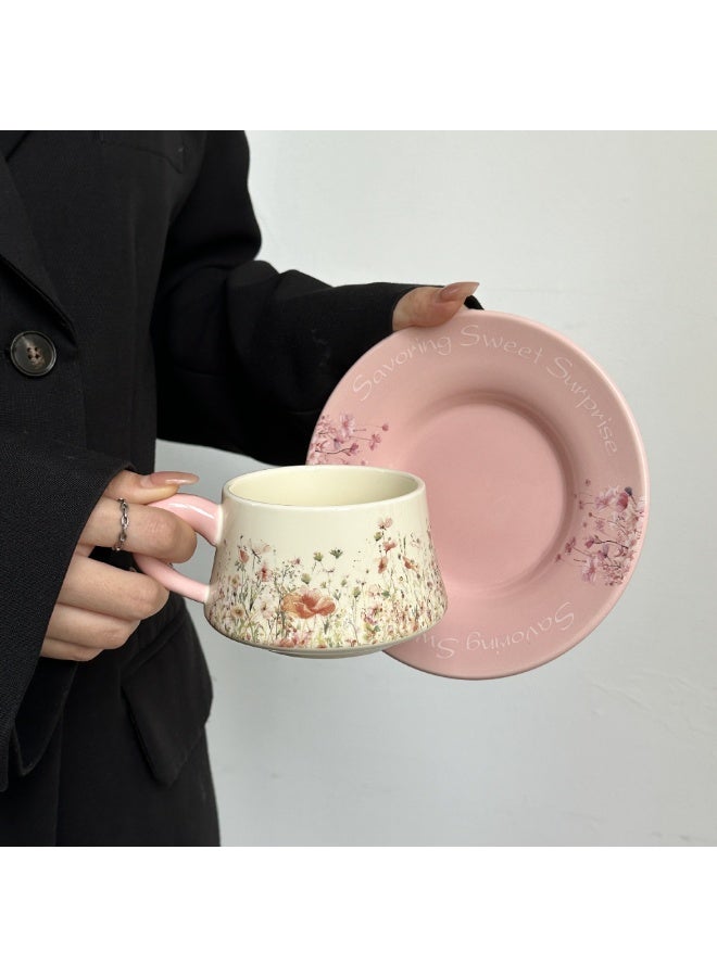 AceLuste Vintage Ceramic Coffee Cup and Saucer Gift Set, 300ml Large Capacity Coffee Cup Set with Gift Box, Saucer & Spoon, Elegant Floral Hand-Painted Design, Perfect for Coffee，Tea and Espresso Lovers, Best Gift for Family and Friends Any Occasions - Image 3