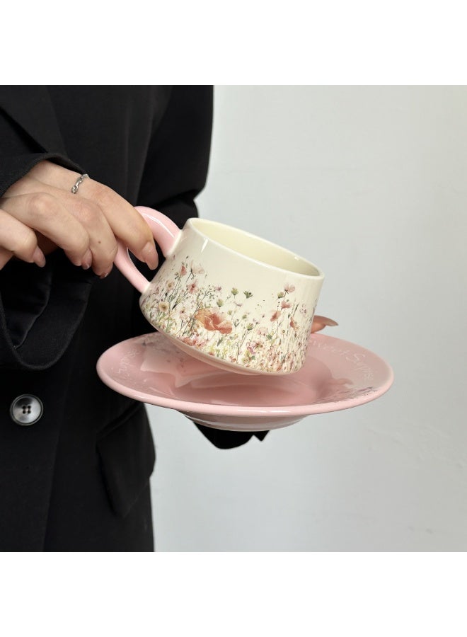 AceLuste Vintage Ceramic Coffee Cup and Saucer Gift Set, 300ml Large Capacity Coffee Cup Set with Gift Box, Saucer & Spoon, Elegant Floral Hand-Painted Design, Perfect for Coffee，Tea and Espresso Lovers, Best Gift for Family and Friends Any Occasions - Image 4