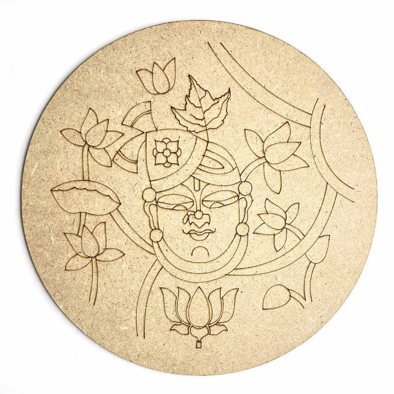 TANGYOAK Shreenath ji Face Alekhan MDF Engraved Design Wall Plate with Frame DIY Craft Set Of 6 - Image 4