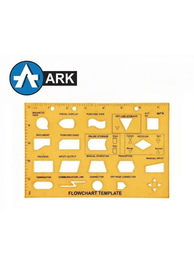 ارك مسطرة رسم المخططات الانسيابية والخوارزميات البرمجية من ARK - قالب هندسي بلاستيكي بتصميم Flowchart Template للطلاب والمهندسين - Image 1
