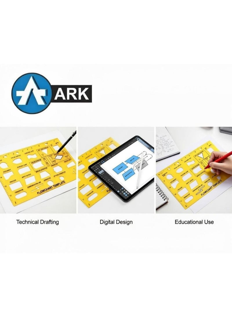 ارك مسطرة رسم المخططات الانسيابية والخوارزميات البرمجية من ARK - قالب هندسي بلاستيكي بتصميم Flowchart Template للطلاب والمهندسين - Image 3