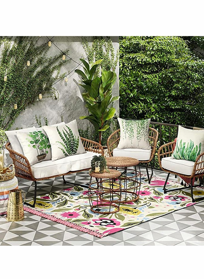 Set of 4 Waterproof Green Leaf Decorative Pillow Covers 45 x 45 cm for Home Decor - Image 4