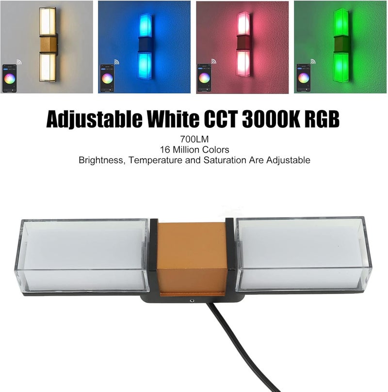 Smart RGBW Wall Lights 9W, Waterproof Aluminum Outdoor Porch Lamps, Rectangle Color Changing - Bright Wall Light LED, App Control, Voice Command for Garden and Exterior Walls - Image 2