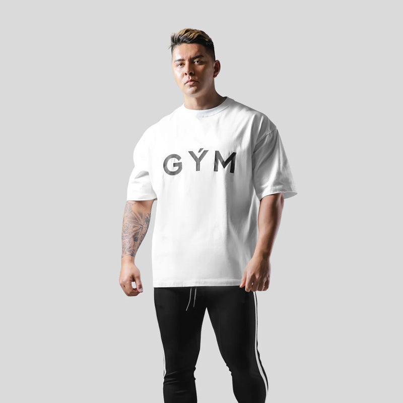 Cross-border Foreign Trade Summer Men's Sports Leisure Trendy Loose Large Size Short-sleeved T-shirt Men's Round Neck Top - Image 2