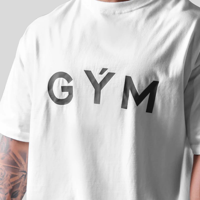 Cross-border Foreign Trade Summer Men's Sports Leisure Trendy Loose Large Size Short-sleeved T-shirt Men's Round Neck Top - Image 4
