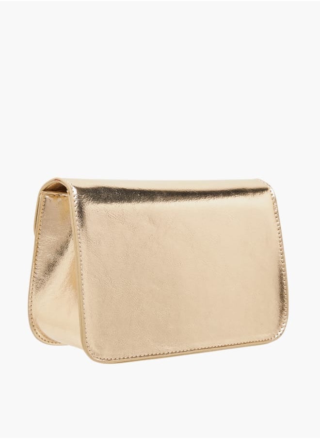 Flora Bella By Shoexpress - Women's Metallic Crossbody Bag with Magnetic Closure and Chain Strap - Image 1