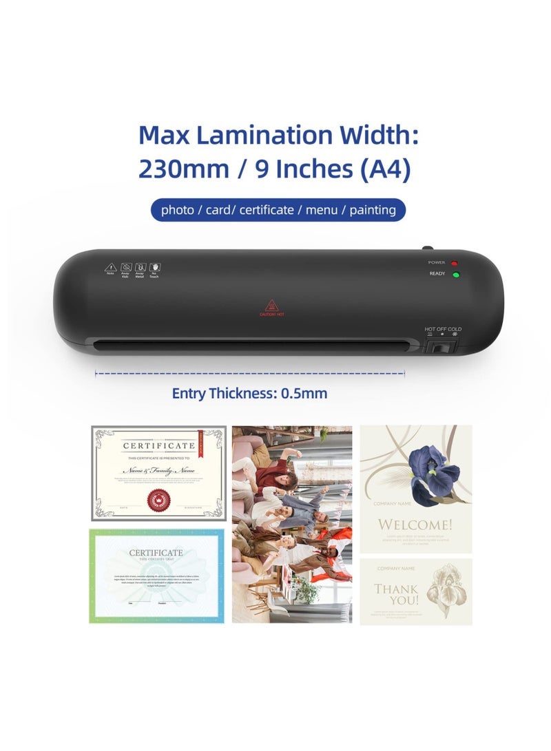 OSMILE SL280 A4/A5/A6 Lamination Machine Laminator Machine Set Hot and Cold Lamination 2 Roller System 9 inches Max Width with Paper Cutter Trimmer Rounder Hole Puncher Binding Hoop (White) - Image 4