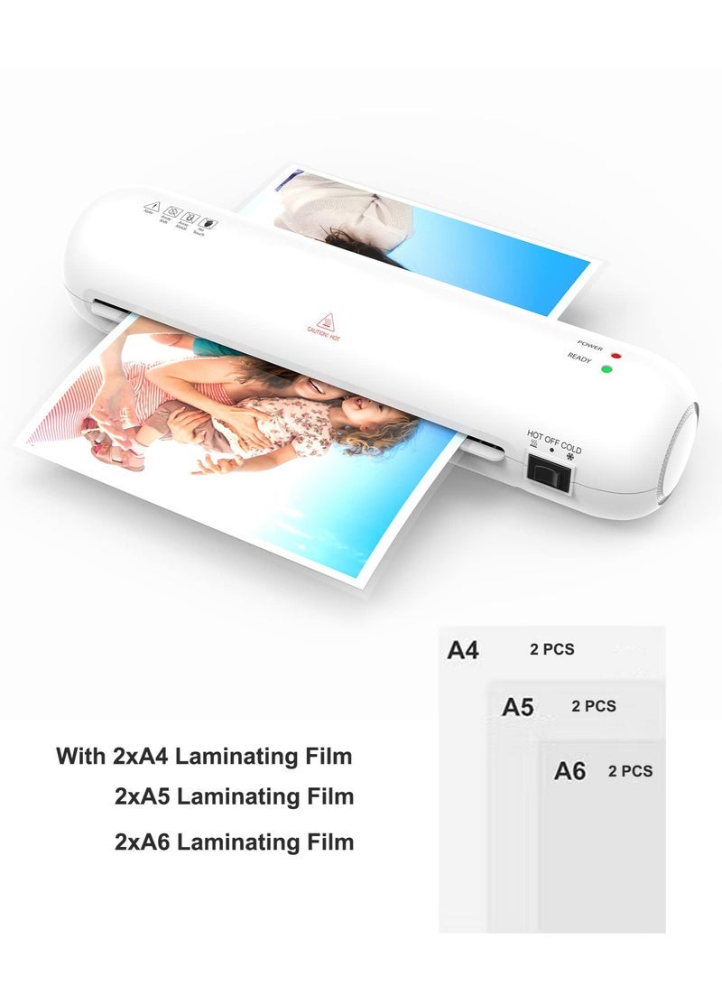 OSMILE SL280 A4/A5/A6 Lamination Machine Laminator Machine Set Hot and Cold Lamination 2 Roller System 9 inches Max Width with Paper Cutter Trimmer Rounder Hole Puncher Binding Hoop (White) - Image 1
