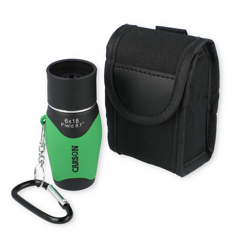 Carson MiniMight 6x18mm Pocket Monocular with Carabiner Clip, Green (MM-618CG) - Image 1