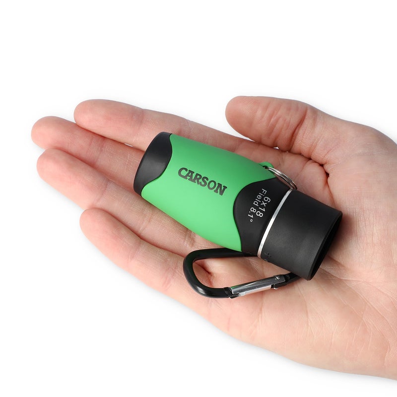 Carson MiniMight 6x18mm Pocket Monocular with Carabiner Clip, Green (MM-618CG) - Image 3