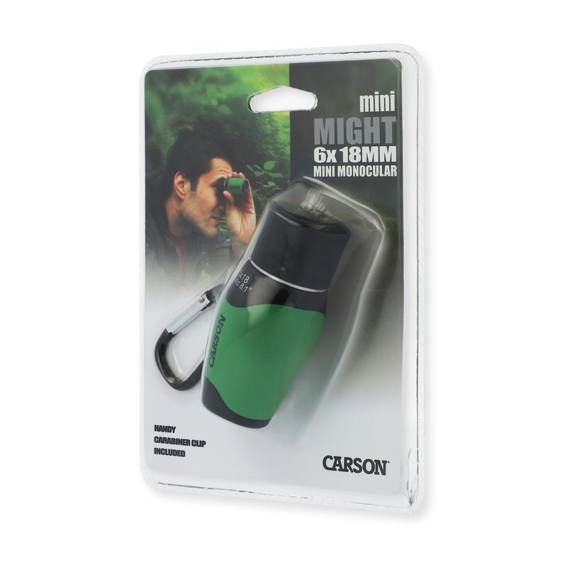 Carson MiniMight 6x18mm Pocket Monocular with Carabiner Clip, Green (MM-618CG) - Image 5