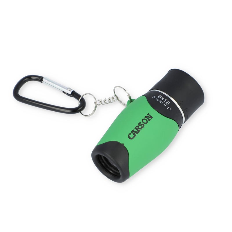 Carson MiniMight 6x18mm Pocket Monocular with Carabiner Clip, Green (MM-618CG) - Image 2