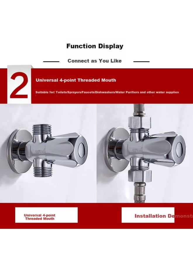 Larsd Double Outlet Angle Valve Three-way Diverter Copper Triangle Valve One-in-two-out Brass Main Body Angle Valve Ld112t - Image 2