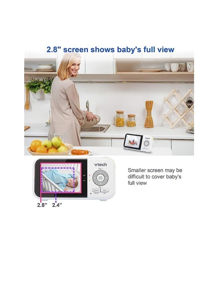 vtech - VTech VM819 Video Baby Monitor with 19Hour Battery Life 1000ft Long Range Auto Night Vision 2.8” Screen 2Way Audio Talk Temperature Sensor Power Saving Mode and Lullabies - Image 1