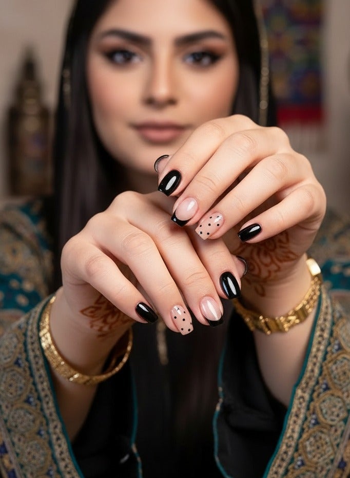 مافيك طقم أظافر تركيب فرنسية 24 قطعة من maffick مع ملقط وعجلة زينة (نجوم وأقمار) - أظافر صناعية متوسطة الطول ([كوفين / مربع]) مع لاصق “سوبر هولد” - مجموعة أظافر مستعارة قابلة لإعادة الاستخدام (بدون صمغ) - Image 4