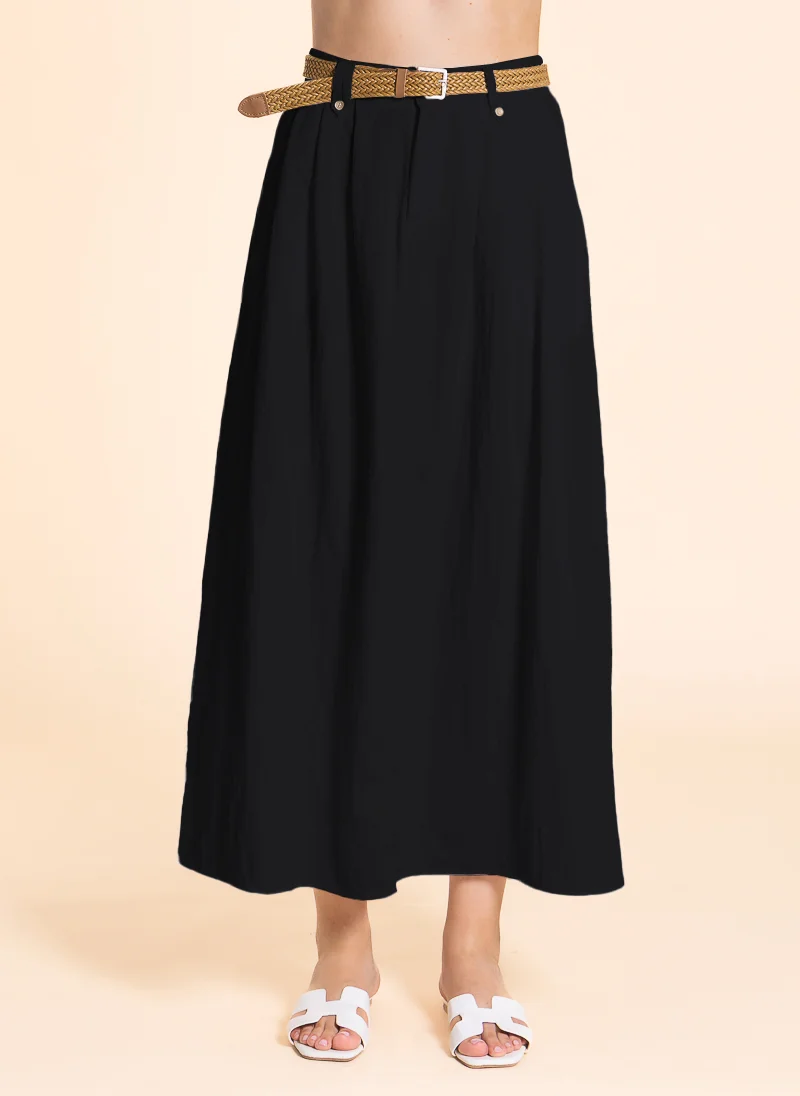 شايبس LINEN BLEND MAXI SKIRT WITH BELT