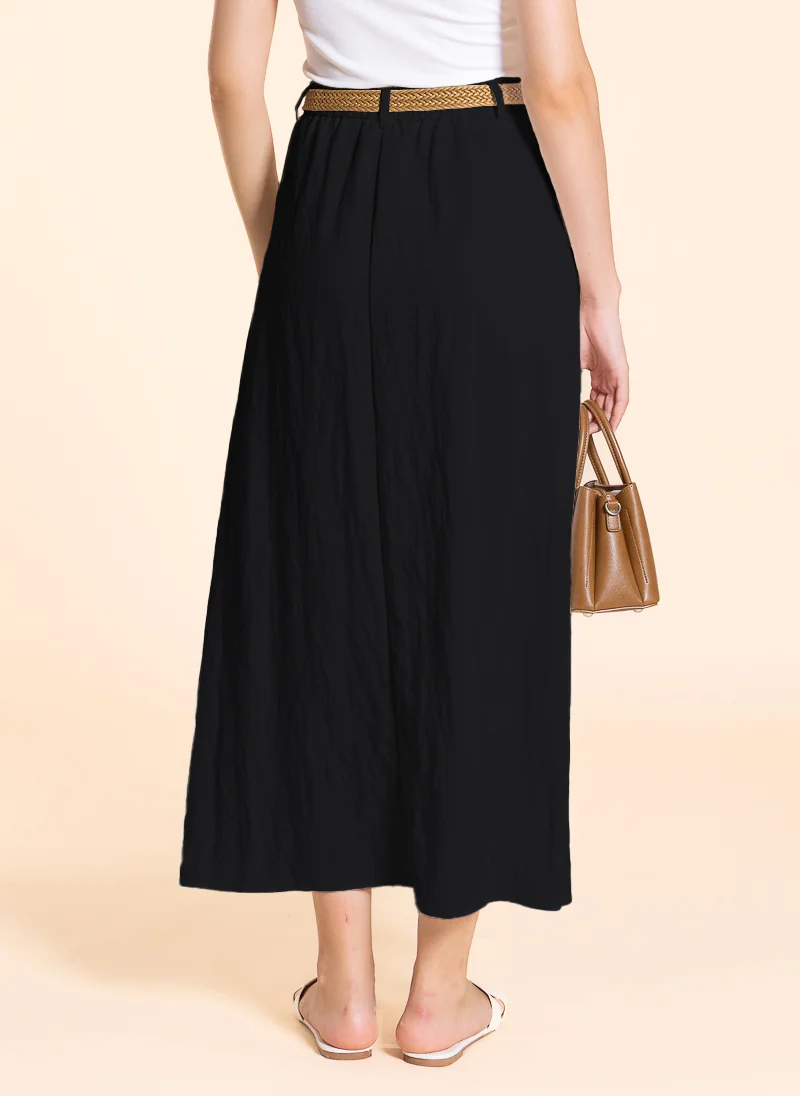 شايبس LINEN BLEND MAXI SKIRT WITH BELT