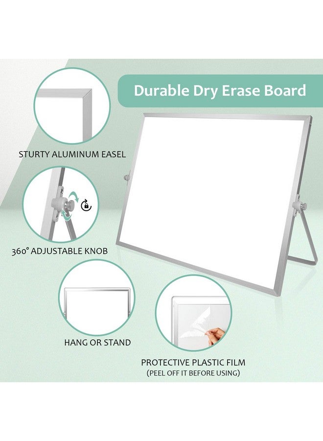 GMAOPHY Dry Erase White Board, 16inX12in Large Magnetic Desktop Whiteboard with Stand, 10 Markers, 4 Magnets, 1 Eraser, Portable Double-Sided White Board Easel for Kids Memo to Do List Desk School - Image 3