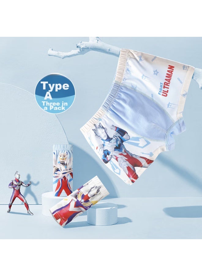 Ultraman Children's Underwear, Boys' Cotton Boxer Briefs, Spring And Autumn Shorts, Winter Boxer Shorts, Ahm90007, Three-pack, 150cm - Image 1
