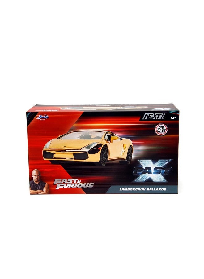 Jada Toys سيارة لامبورغيني جالاردو ذهبية كروم محدودة الإصدار 1:24 من فاست آند فيوريوس، ألعاب للأطفال والبالغين - Image 2
