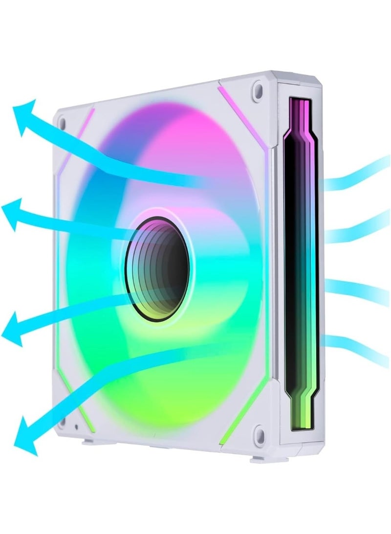 LIAN LI UNI FAN SL-Infinity Reverse 140mm ARGB PWM Case Fan, 1600RPM, 71.6CFM Airflow, 2.95mmH₂O Static Pressure, Infinity Mirror RGB, Fluid Dynamic Bearing, Modular Daisy-Chain, L-Connect 3 Compatible, White | 14RSLIN1W - Image 5