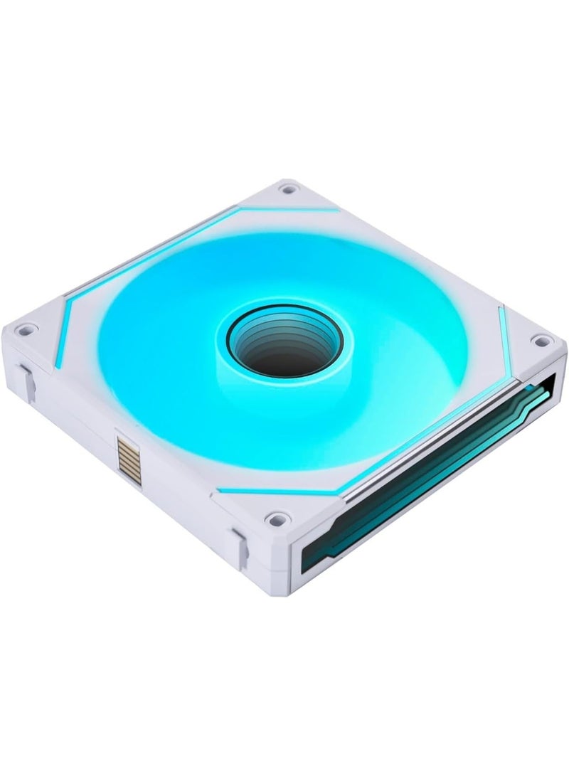 LIAN LI UNI FAN SL-Infinity Reverse 140mm ARGB PWM Case Fan, 1600RPM, 71.6CFM Airflow, 2.95mmH₂O Static Pressure, Infinity Mirror RGB, Fluid Dynamic Bearing, Modular Daisy-Chain, L-Connect 3 Compatible, White | 14RSLIN1W - Image 3