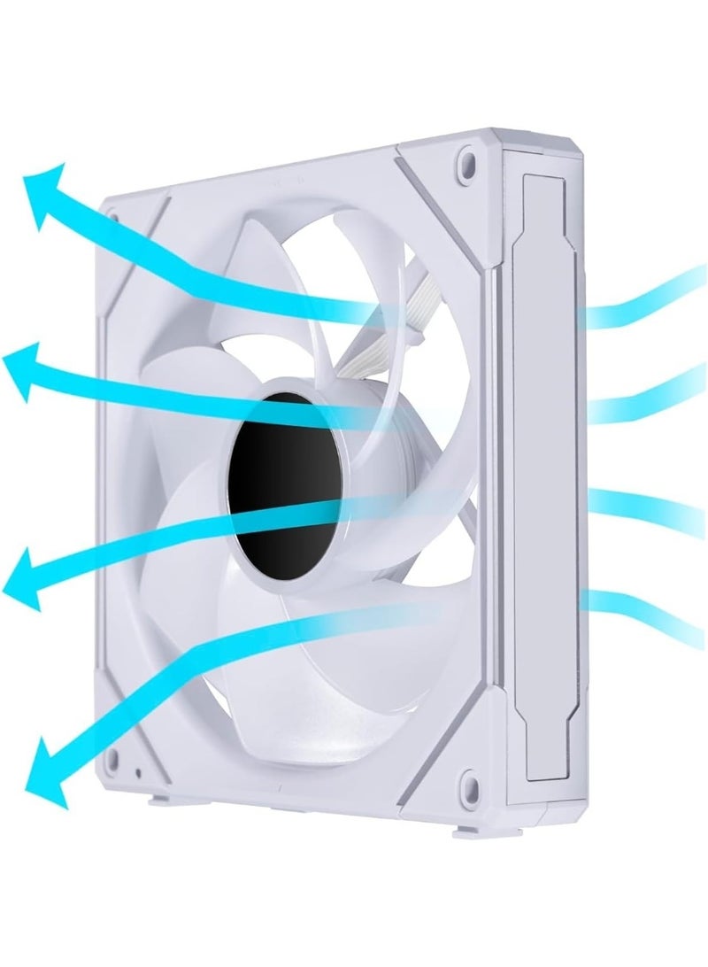 LIAN LI UNI FAN SL-Infinity Reverse 140mm ARGB PWM Case Fan, 1600RPM, 71.6CFM Airflow, 2.95mmH₂O Static Pressure, Infinity Mirror RGB, Fluid Dynamic Bearing, Modular Daisy-Chain, L-Connect 3 Compatible, White | 14RSLIN1W - Image 4
