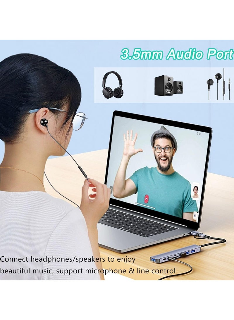 8-in-1 USB C Hub Multi-Port Docking Station with Type C Dock to HDMI Adapter, SD/TF Reader, Data Transfer, USB 3.0 Type-C Port, Compatible with MacBook Pro Air M3 M2 M1 iPad Pro M4 iPhone 16 15 Pro Max Galaxy S24 S23 Ultra | Silver - Image 2