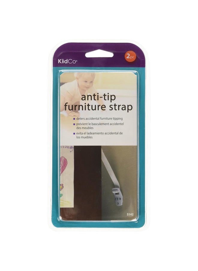 Kidco Anti-Tip Furniture Straps - Anti Tip Safety Straps, TV & Furniture Straps for Child Safety, Two Pack, White - Image 1