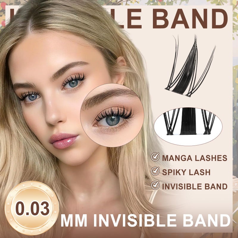 JMS&JMS Fairy Lash Clusters Kit Natural Cluster Lashes Invisible Band Manga Lashes with Lash Bond and Seal Eyelash Applictor Lash Remover Lash Extension Kit for Beginner (Fairy-8-18mix) - Image 2