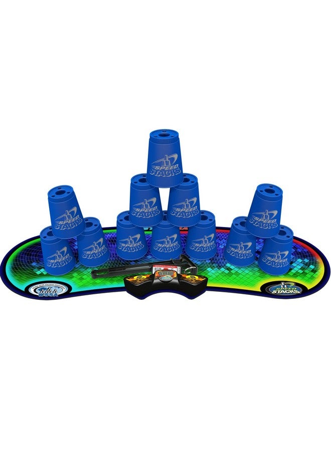 Speed Stacks | Sport Stacking Competitor, Blue - 12 Cups, Holding stem, with GX Timer and mat | WSSA Approved - Image 1