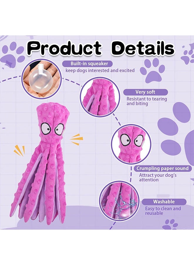 لعبة تفاعلية للكلاب تصدر صوت صرير، لعبة مضغ على شكل أخطبوط بدون حشو، مصنوعة من ورق مجعد، مناسبة للكلاب المتوسطة والكبيرة، لون بنفسجي - Image 3