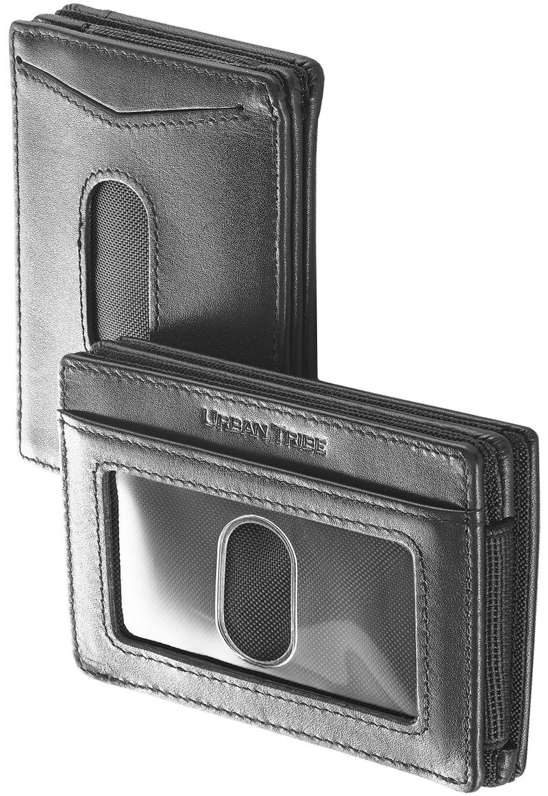 URBAN TRIBE Compact RFID Sleeve Wallet Premium Leather Minimalist Money Clip Card Holder 10 Cards - Image 1