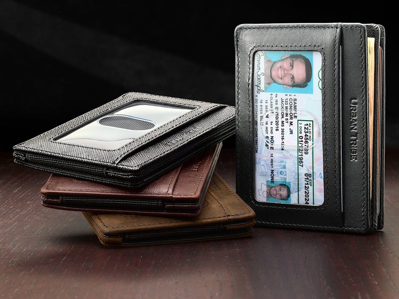 URBAN TRIBE Compact RFID Sleeve Wallet Premium Leather Minimalist Money Clip Card Holder 10 Cards - Image 5