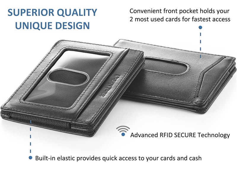 URBAN TRIBE Compact RFID Sleeve Wallet Premium Leather Minimalist Money Clip Card Holder 10 Cards - Image 2