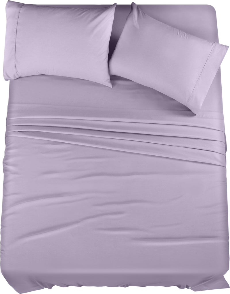 Utopia Bedding King Sheet Set 4 Piece Bed Sheets for King Size Bed Soft and Breathable Microfiber Includes 1 Fitted Sheet 1 Flat Sheet and 2 Pillowcases Lavender