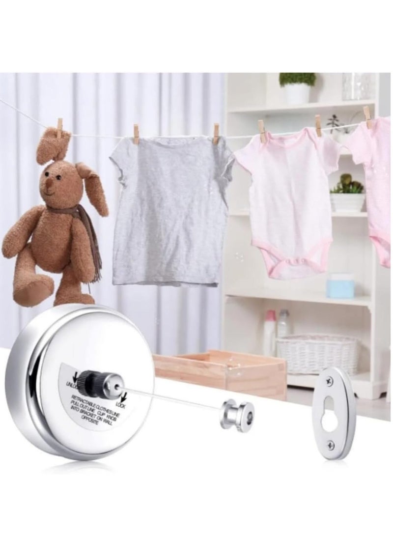 حبل غسيل قابل للسحب، مجفف ملابس أنيق من الستانلس ستيل مع حبل متين قابل للتعديل، حل تجفيف فعال وسهل التركيب للحمامات، الفنادق، والشرفات. - Image 5