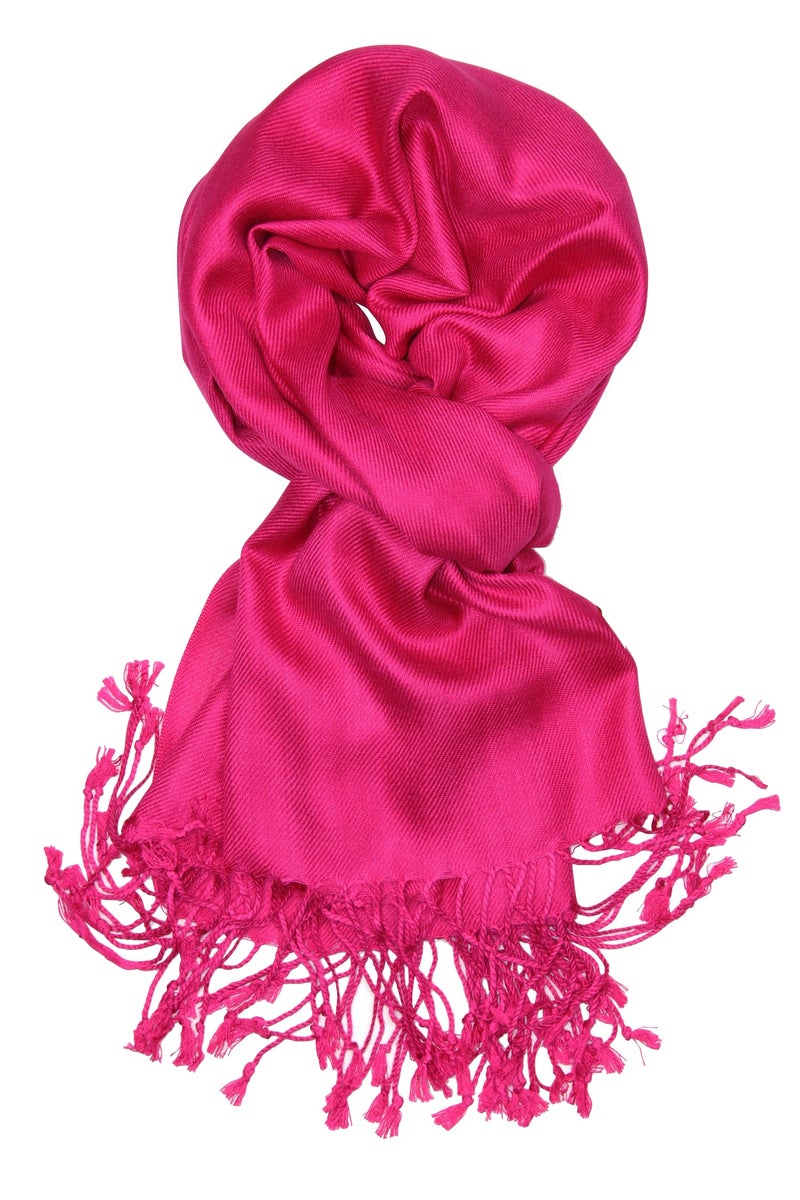 Achillea Soft Silky Pashmina Scarf for Women – Shawl Wrap for Evening Dresses, Bridesmaids, Weddings & Everyday Wear (Fuchsia) - Image 1